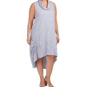 Jones & Co.‎ Womens Dress Plus Size 1X Linen Blend Cowl Neck Lagenlook Drapey